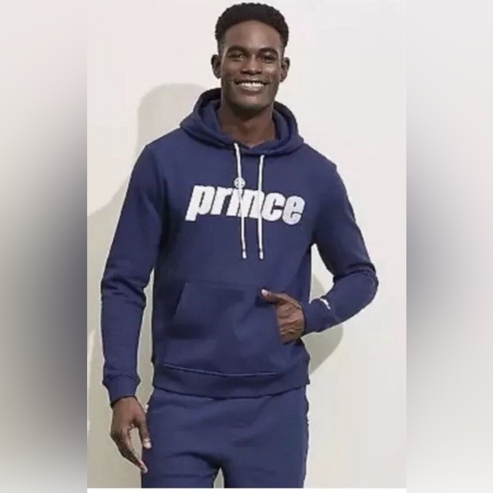 NWT Prince Pickleball Mens Blue Fleece Hooded Pullover Sweatshirt Hoodie Small